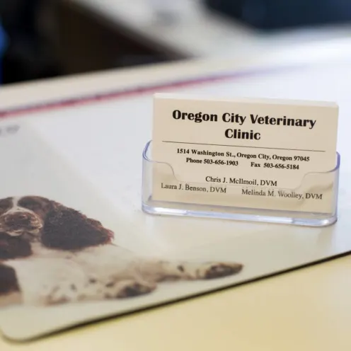 Business cards at Oregon City Veterinary Clinic 